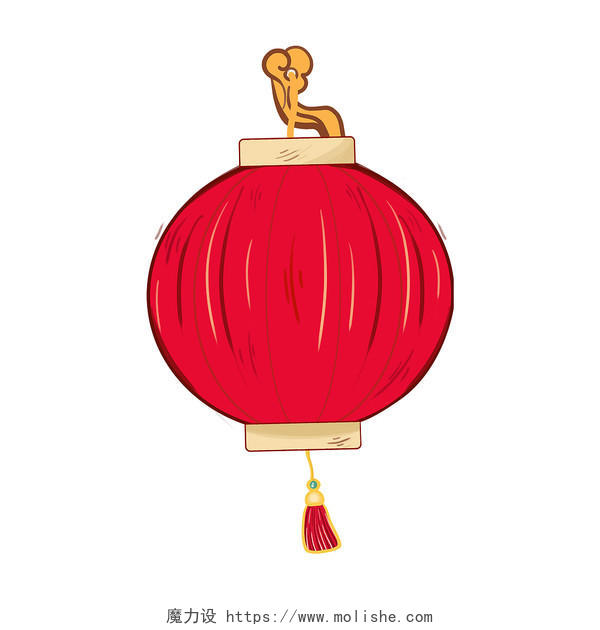红色手绘国潮中国风古风灯笼新年春节元素PNG素材